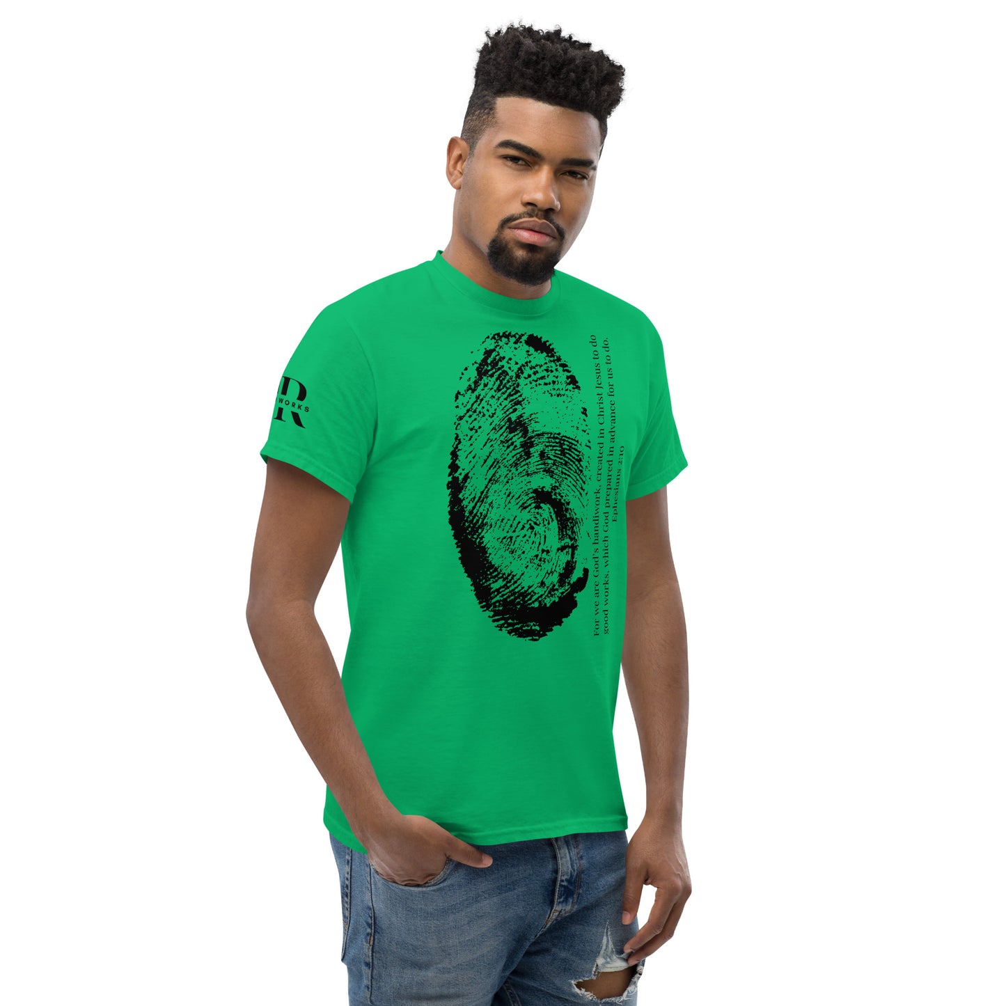Fearfully And Wonderfully Made Men's classic tee W/Black Print