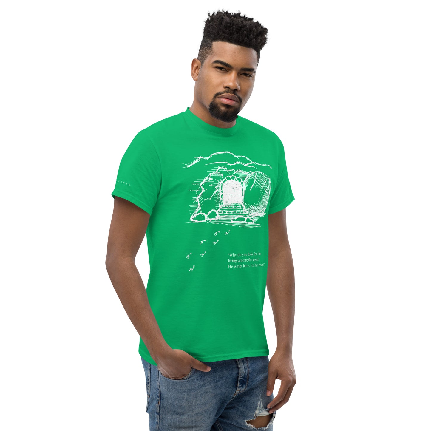 He Is Risen Men's classic tee W/White Print