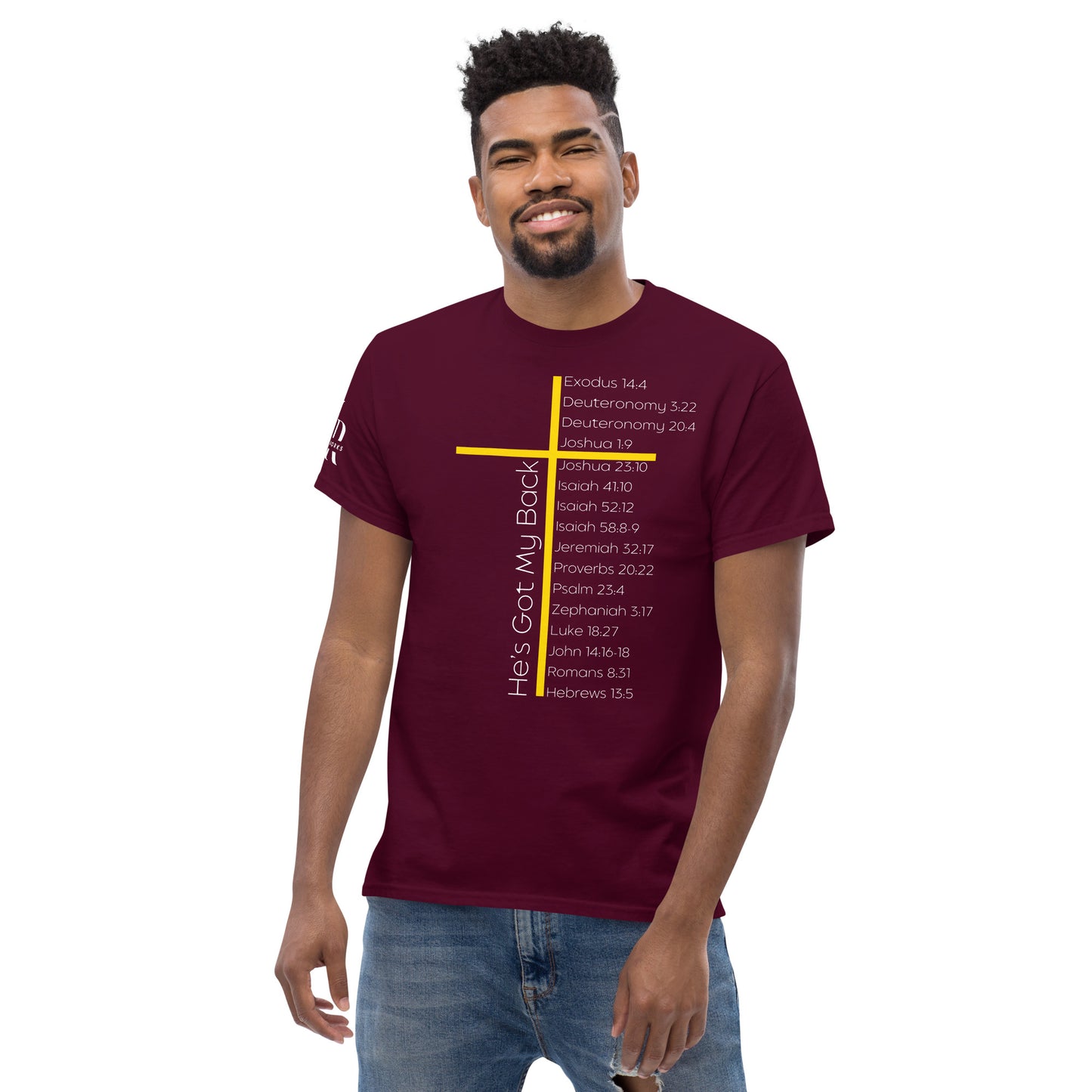 He's Got My Back Men's classic tee W/White Print