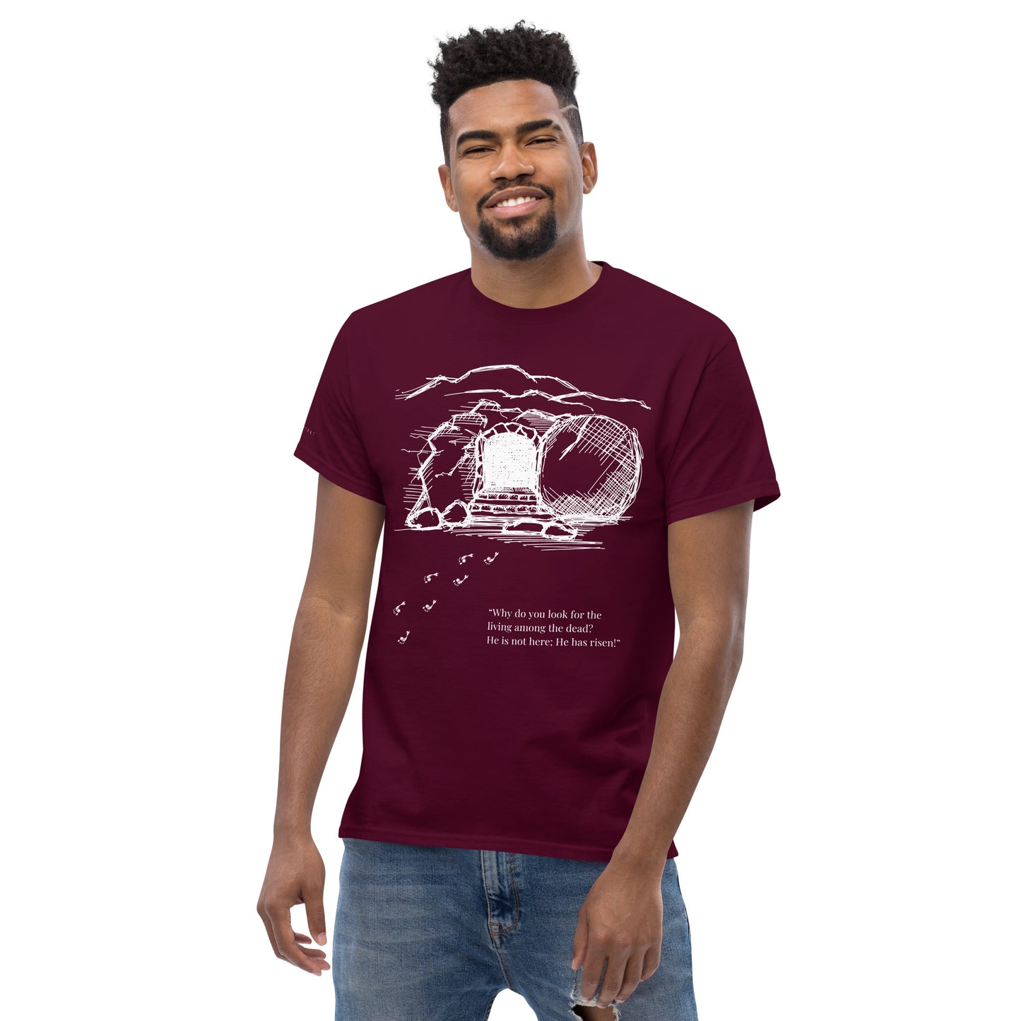 He Is Risen Men's classic tee W/White Print