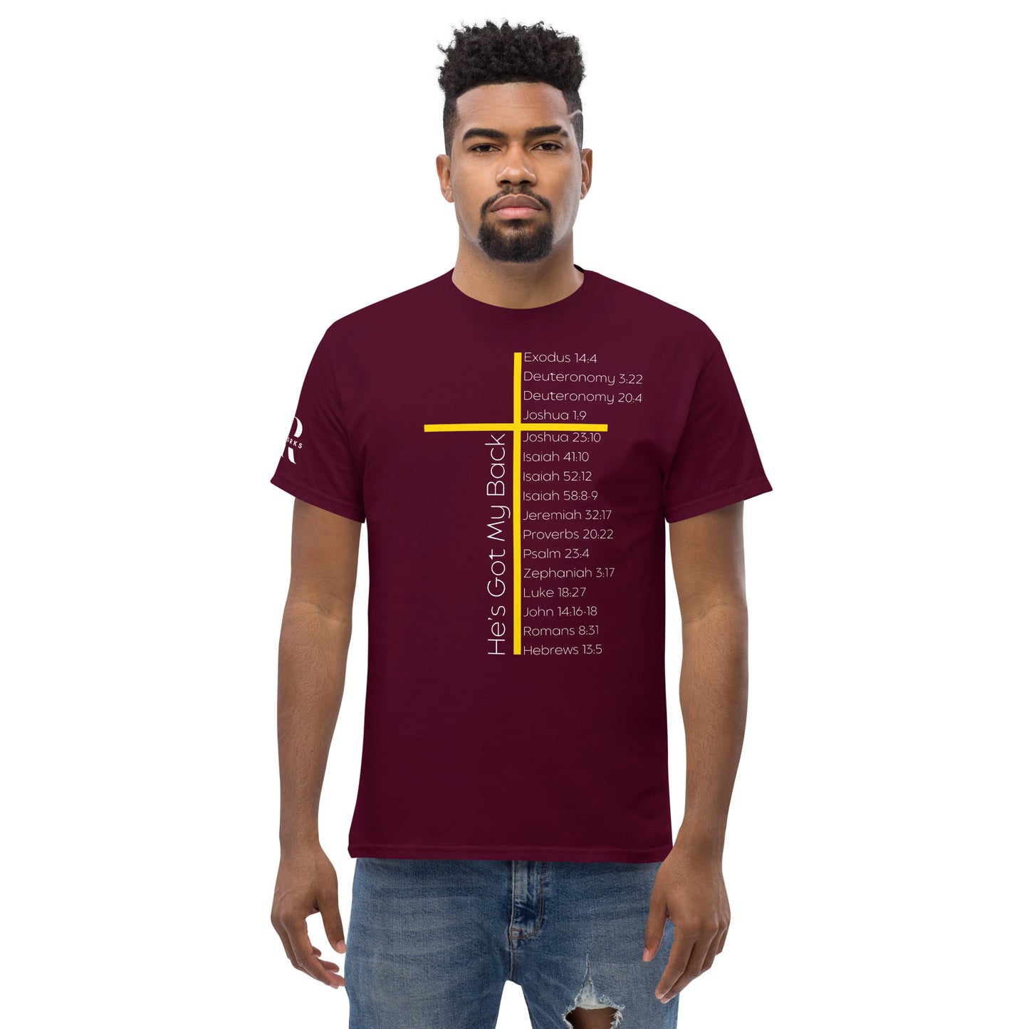 He's Got My Back Men's classic tee W/White Print
