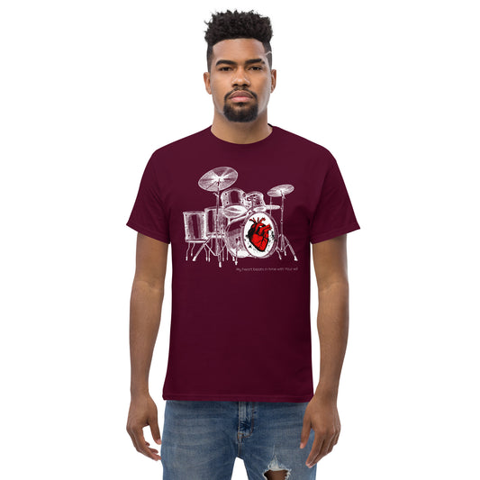 Heart Beats In Time Men's classic tee W/White Print