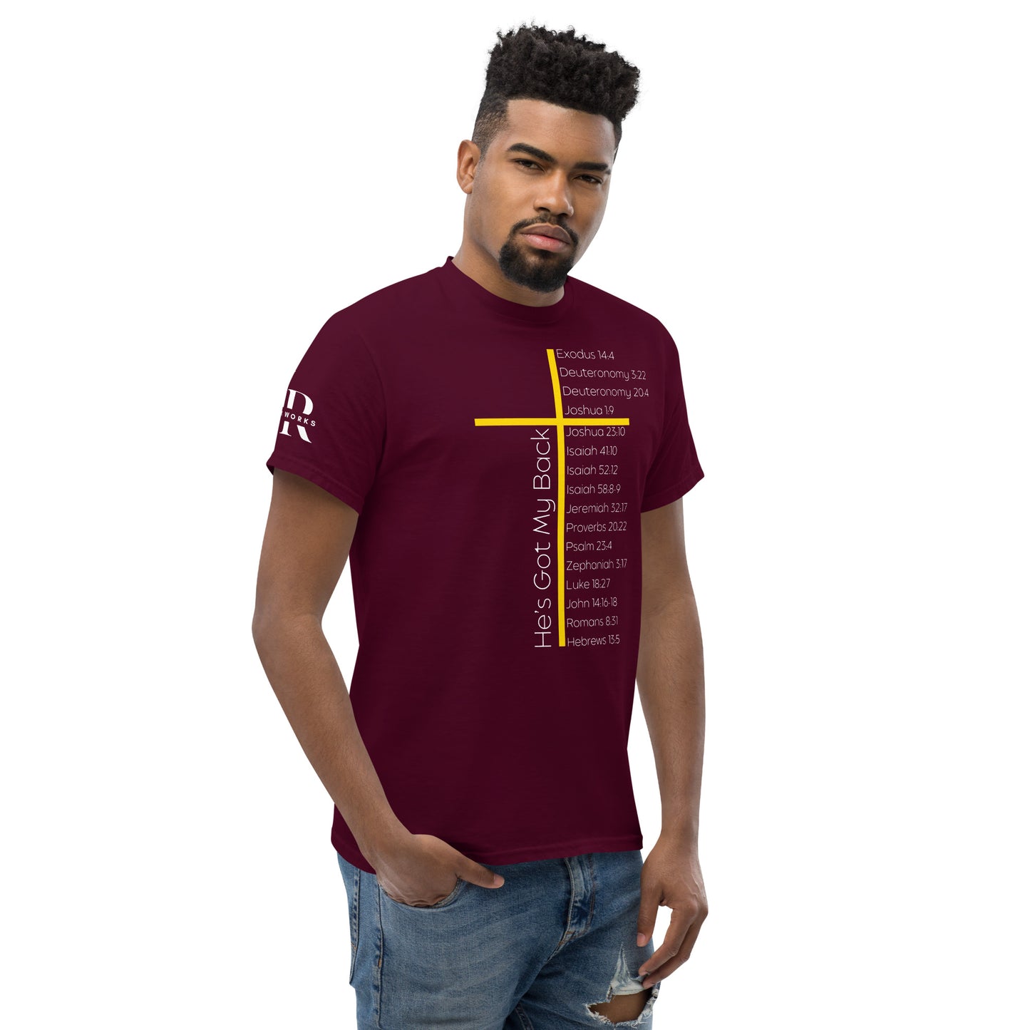 He's Got My Back Men's classic tee W/White Print
