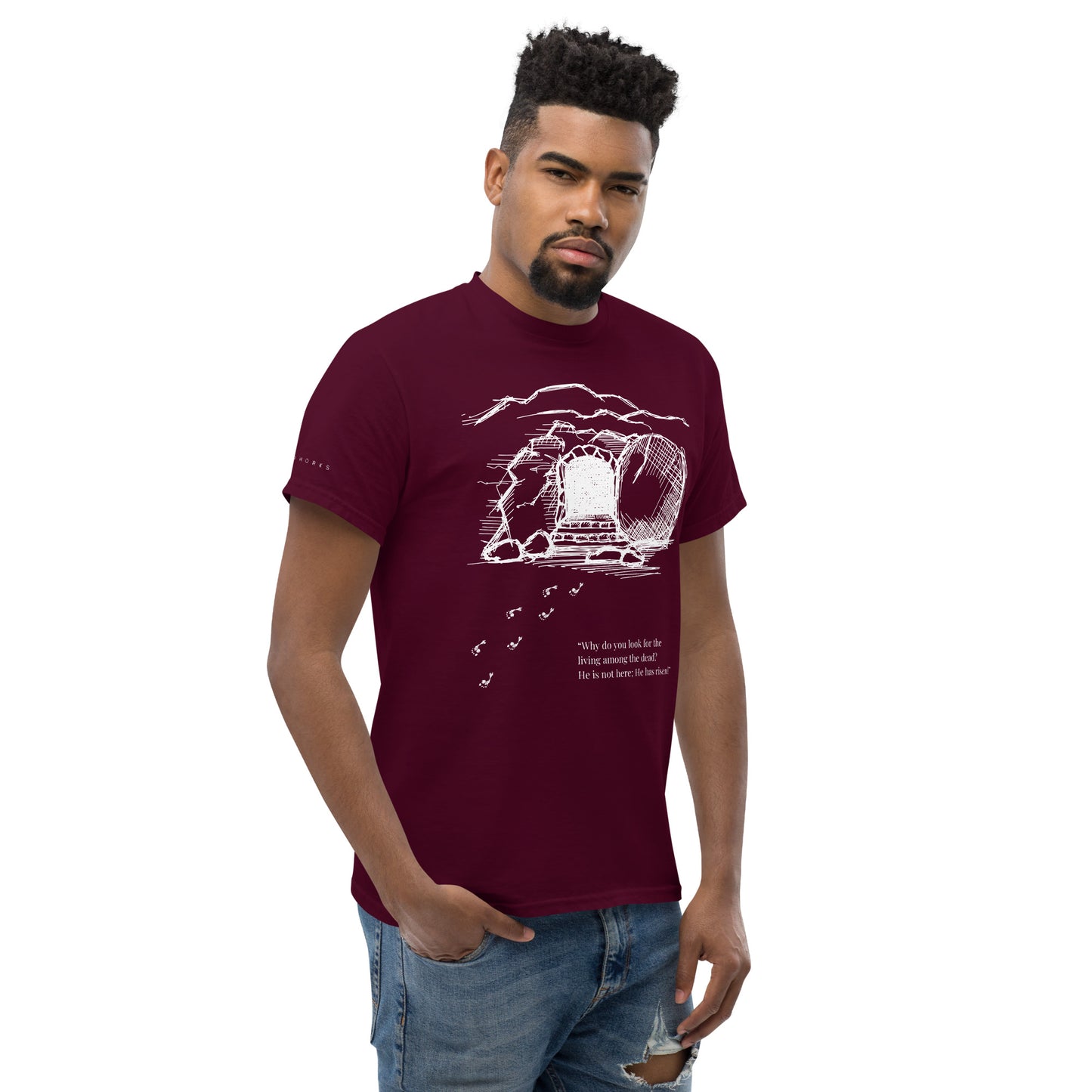He Is Risen Men's classic tee W/White Print