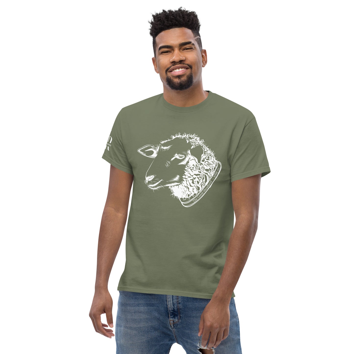 The Good Shepherd Men's classic tee W/White Print