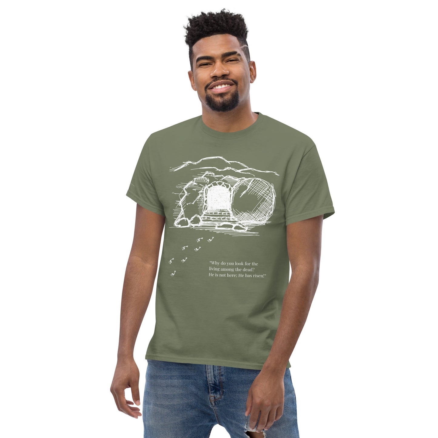 He Is Risen Men's classic tee W/White Print