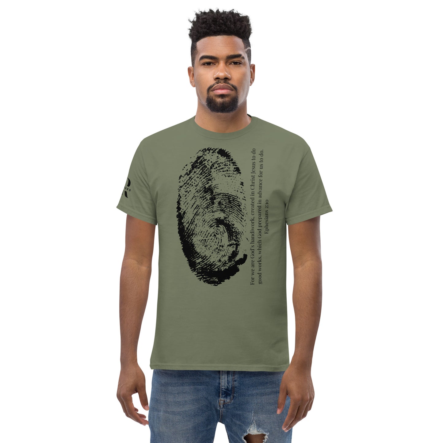 Fearfully And Wonderfully Made Men's classic tee W/Black Print