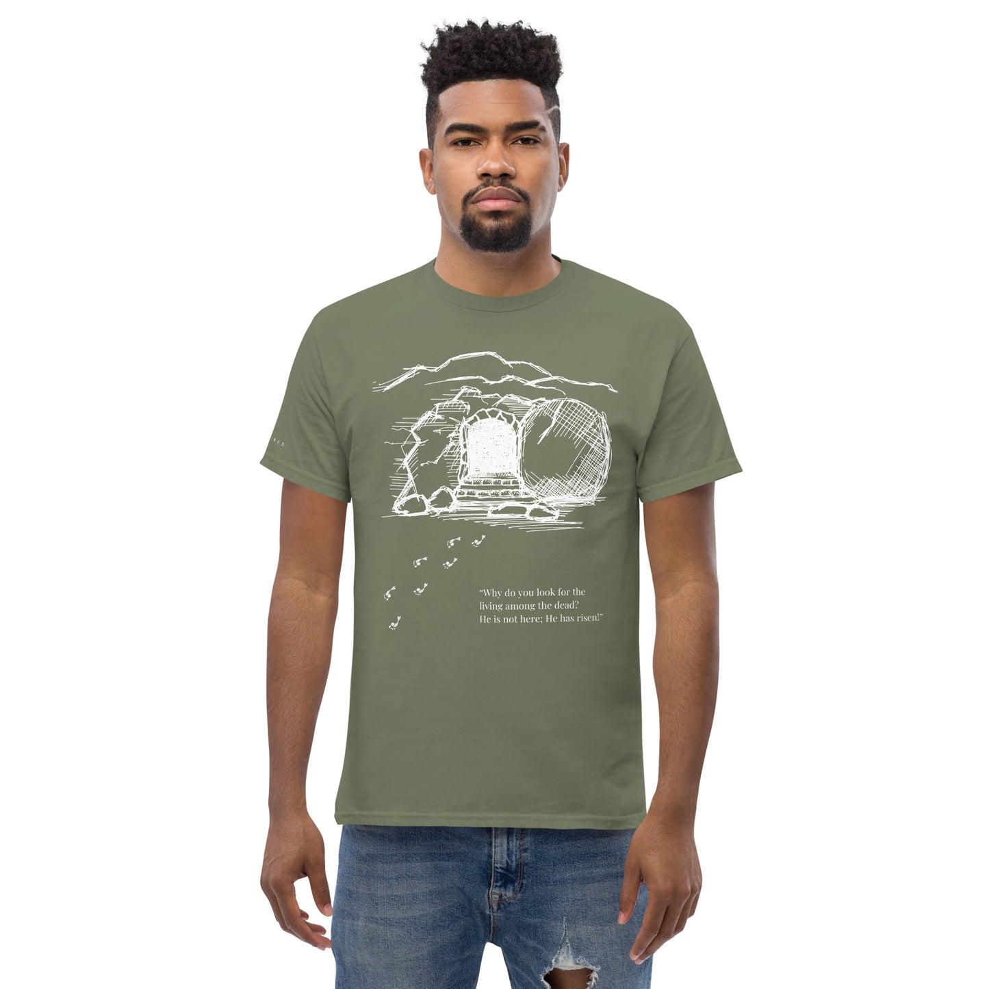 He Is Risen Men's classic tee W/White Print