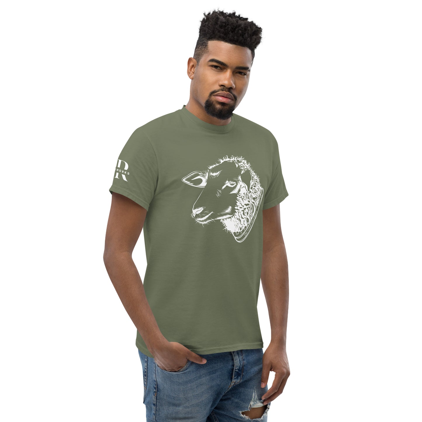 The Good Shepherd Men's classic tee W/White Print