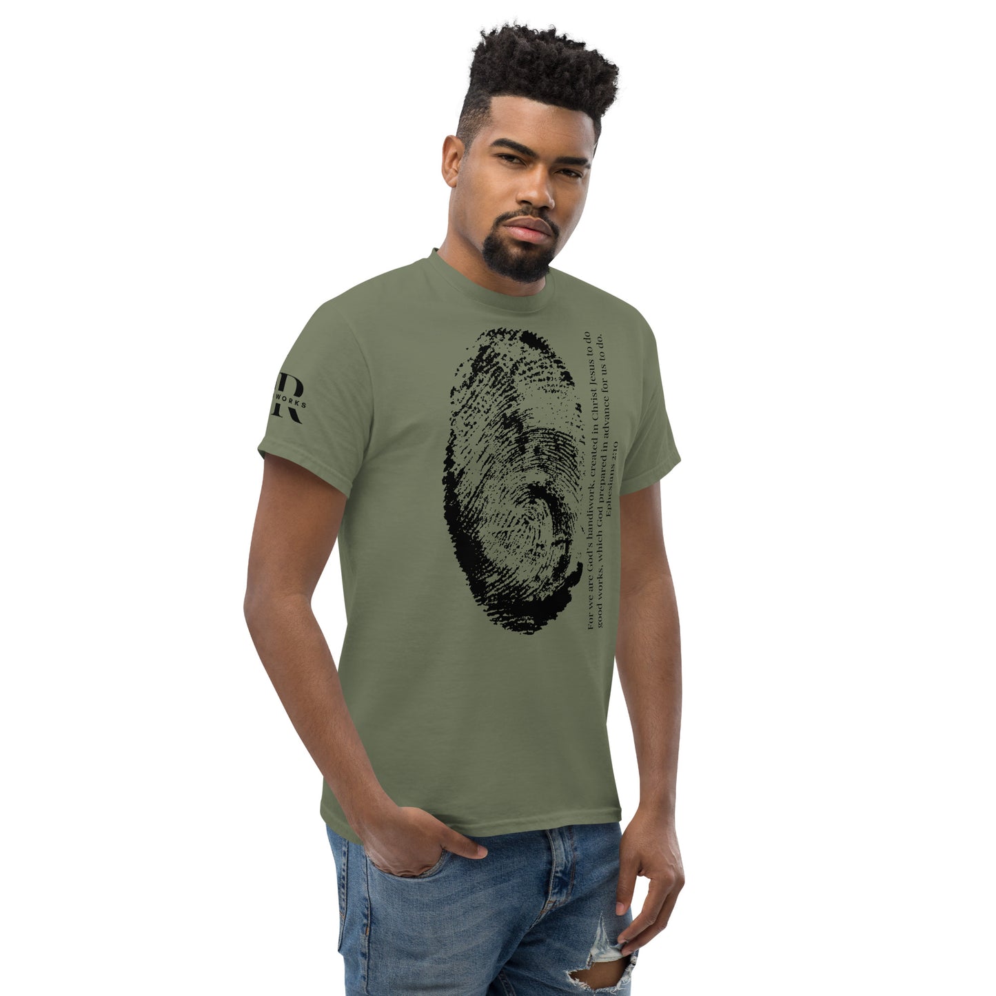 Fearfully And Wonderfully Made Men's classic tee W/Black Print