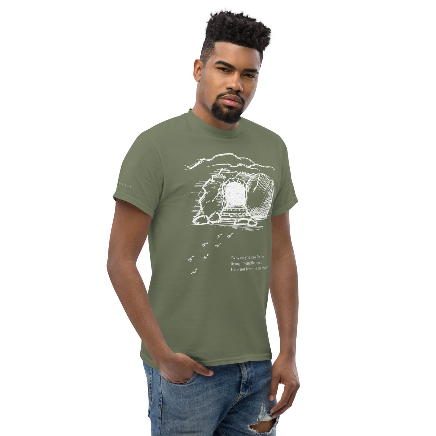 He Is Risen Men's classic tee W/White Print
