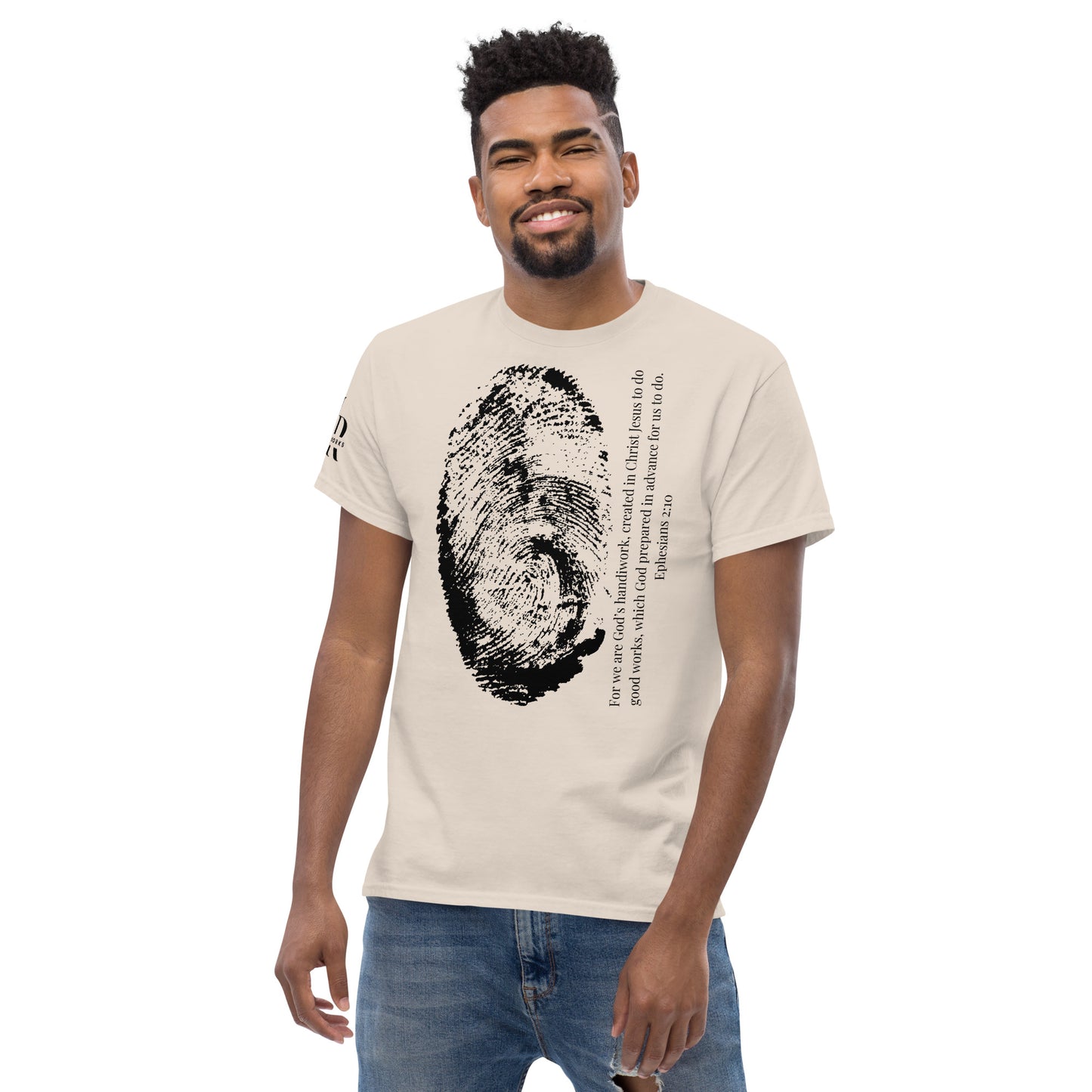 Fearfully And Wonderfully Made Men's classic tee W/Black Print