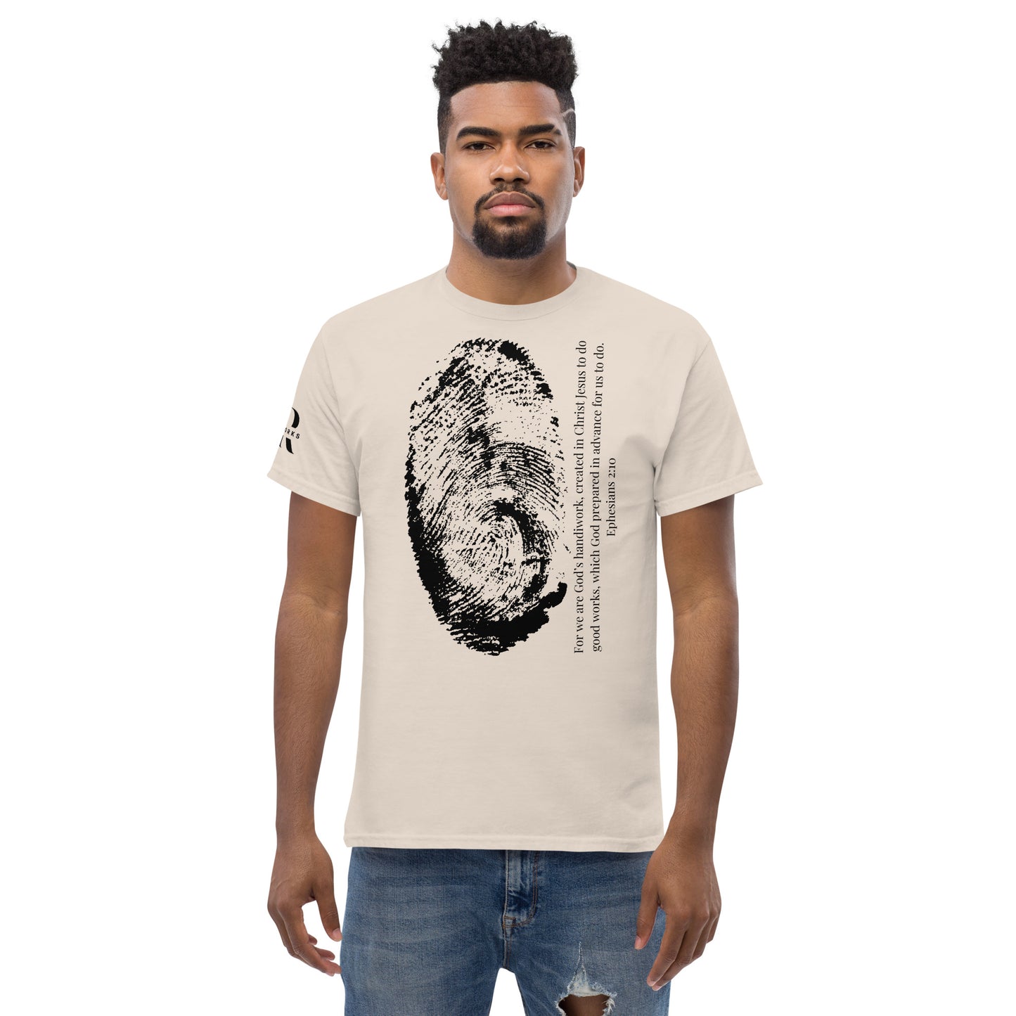 Fearfully And Wonderfully Made Men's classic tee W/Black Print