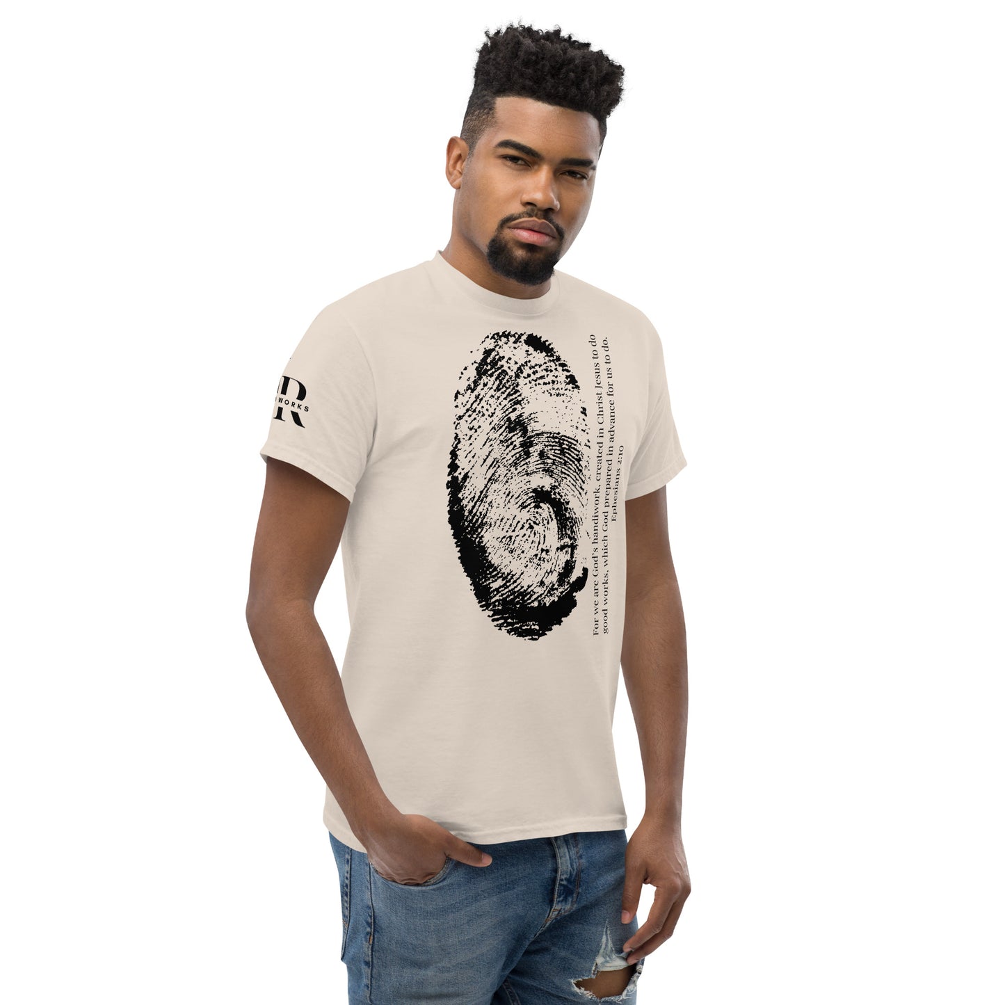 Fearfully And Wonderfully Made Men's classic tee W/Black Print
