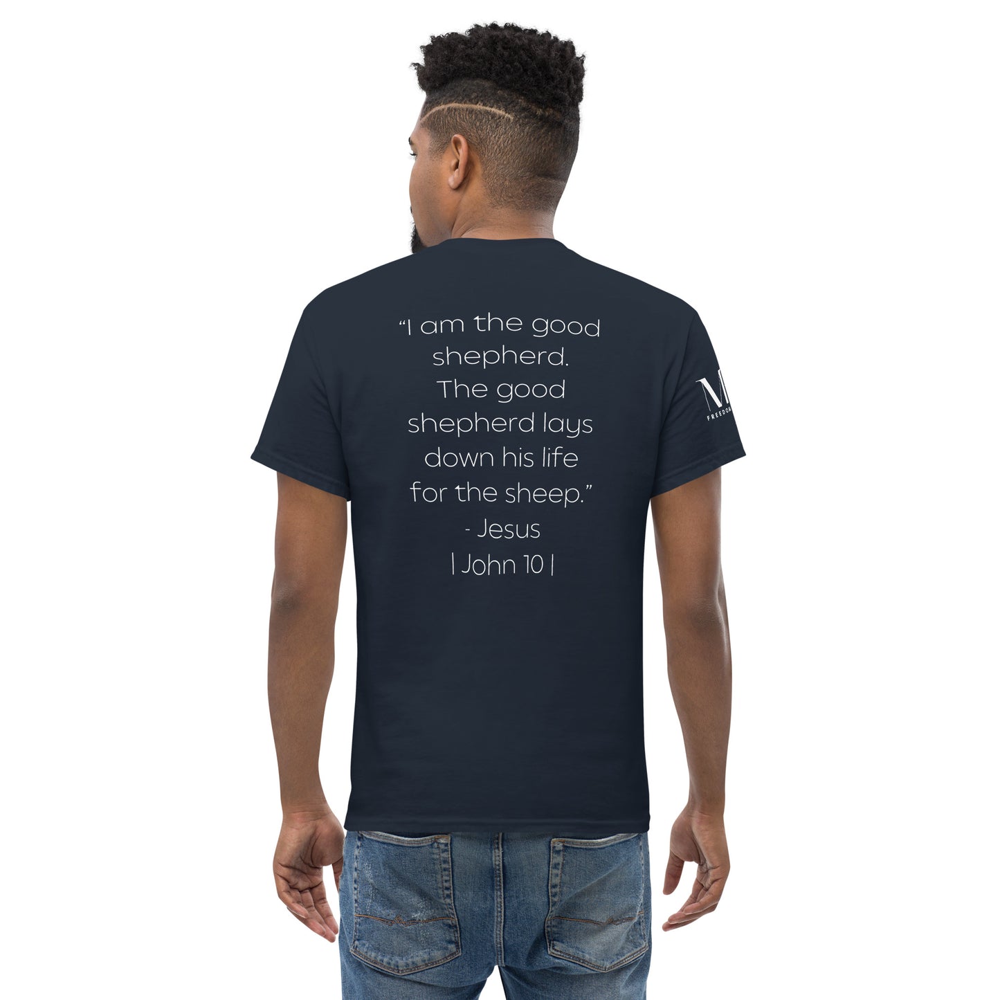 The Good Shepherd Men's classic tee W/White Print