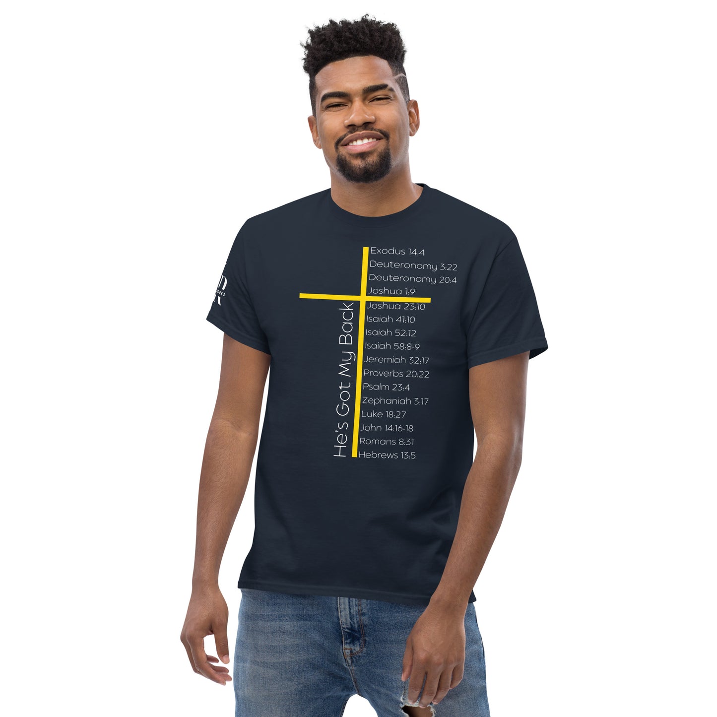 He's Got My Back Men's classic tee W/White Print