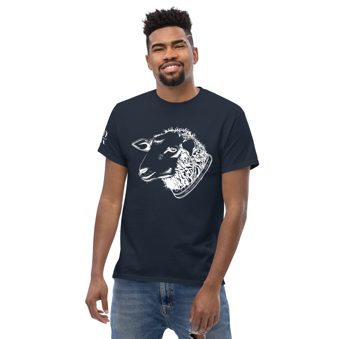 The Good Shepherd Men's classic tee W/White Print