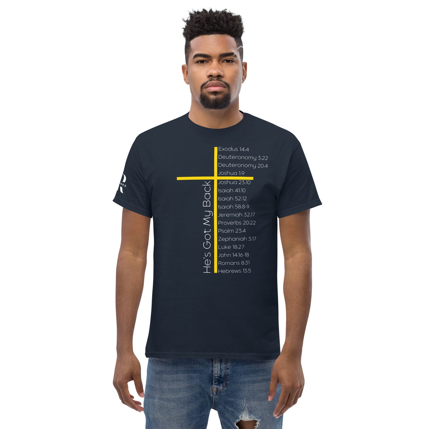He's Got My Back Men's classic tee W/White Print