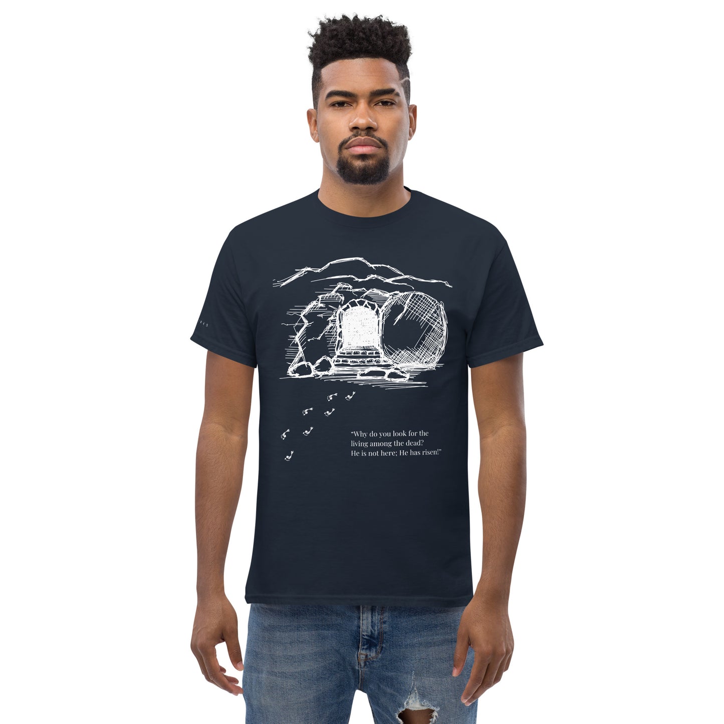 He Is Risen Men's classic tee W/White Print