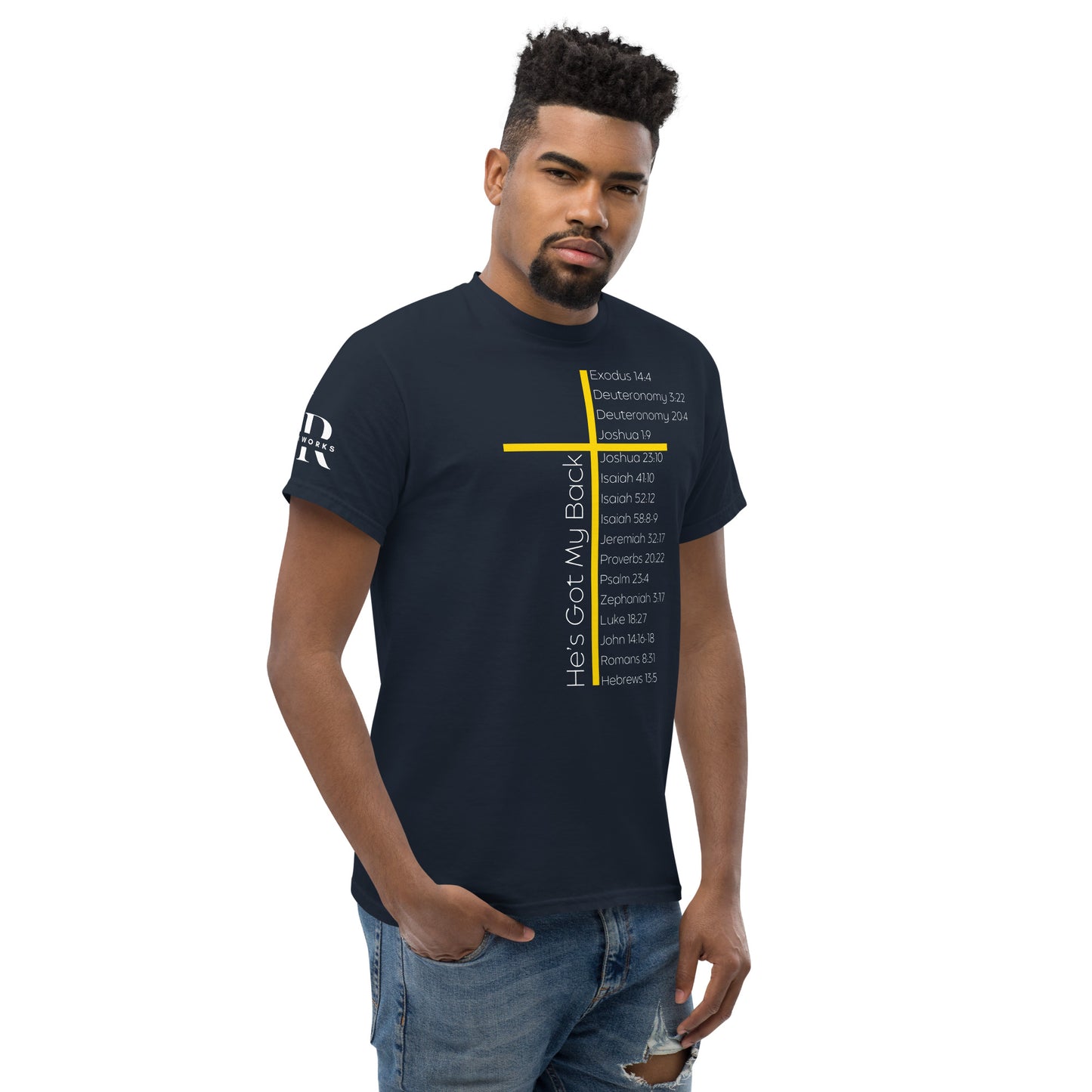 He's Got My Back Men's classic tee W/White Print