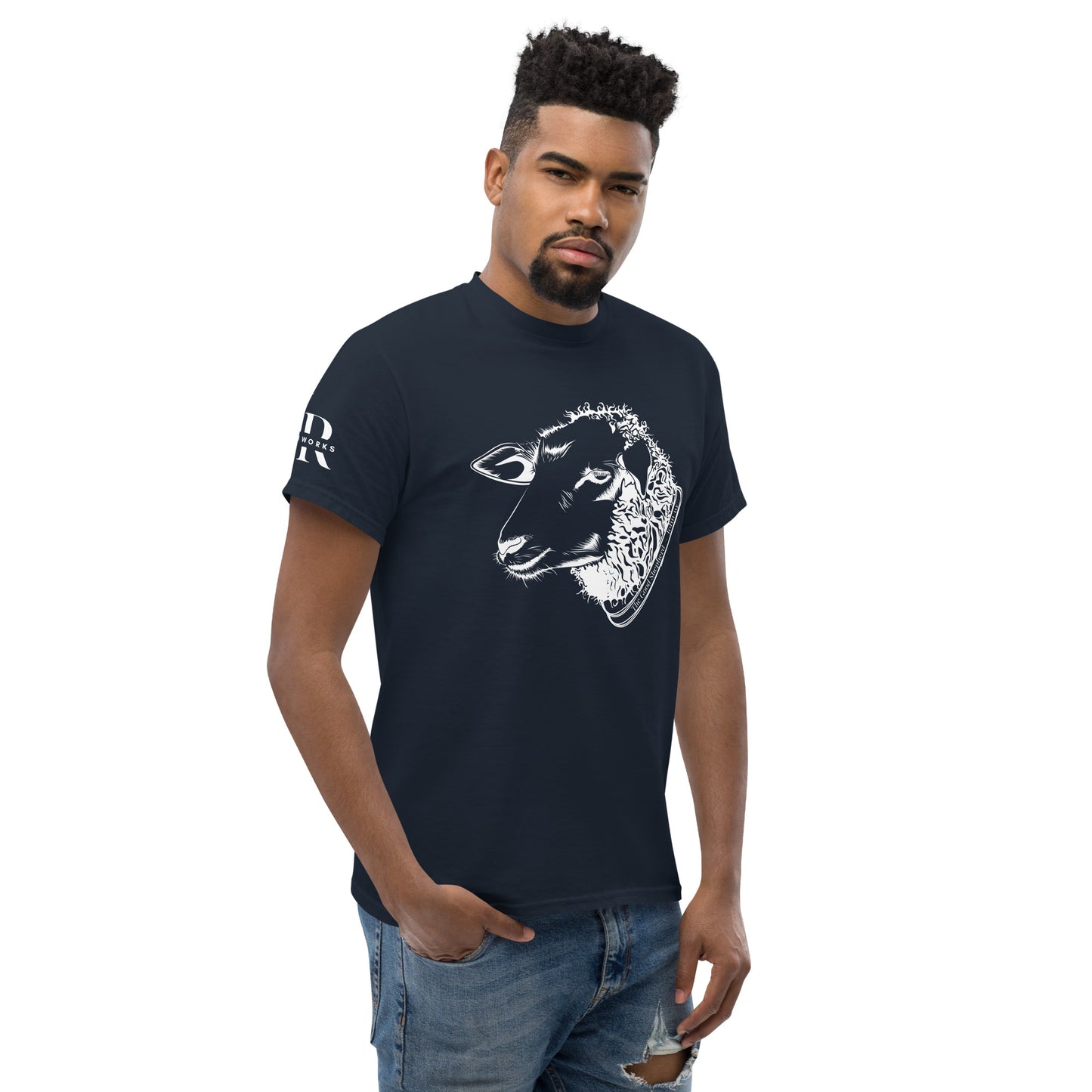 The Good Shepherd Men's classic tee W/White Print