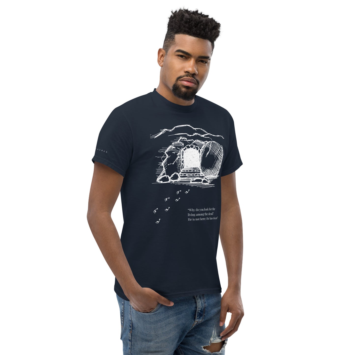 He Is Risen Men's classic tee W/White Print