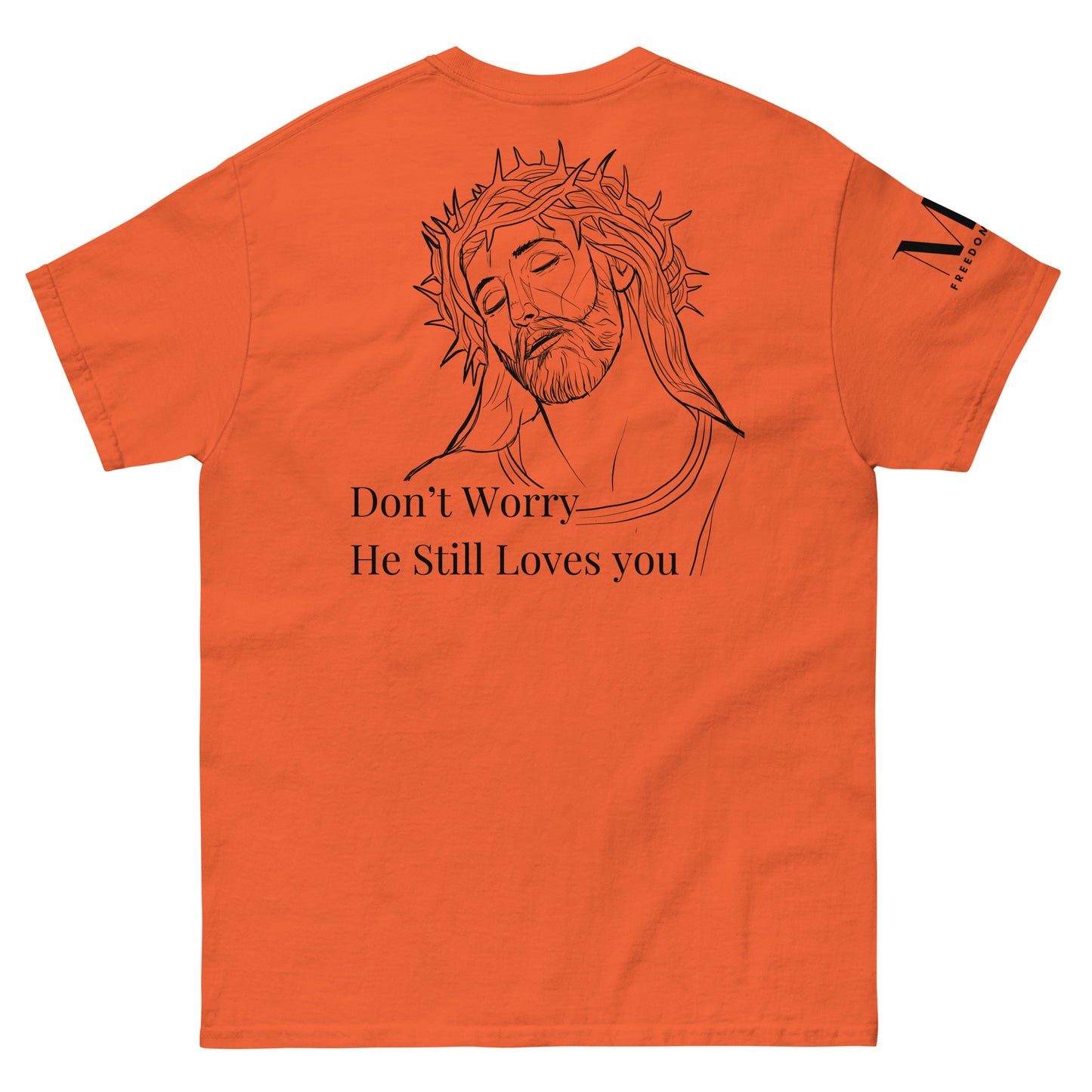 Romans 5:8 (He Still Loves You) Men's classic tee W/ Black Print