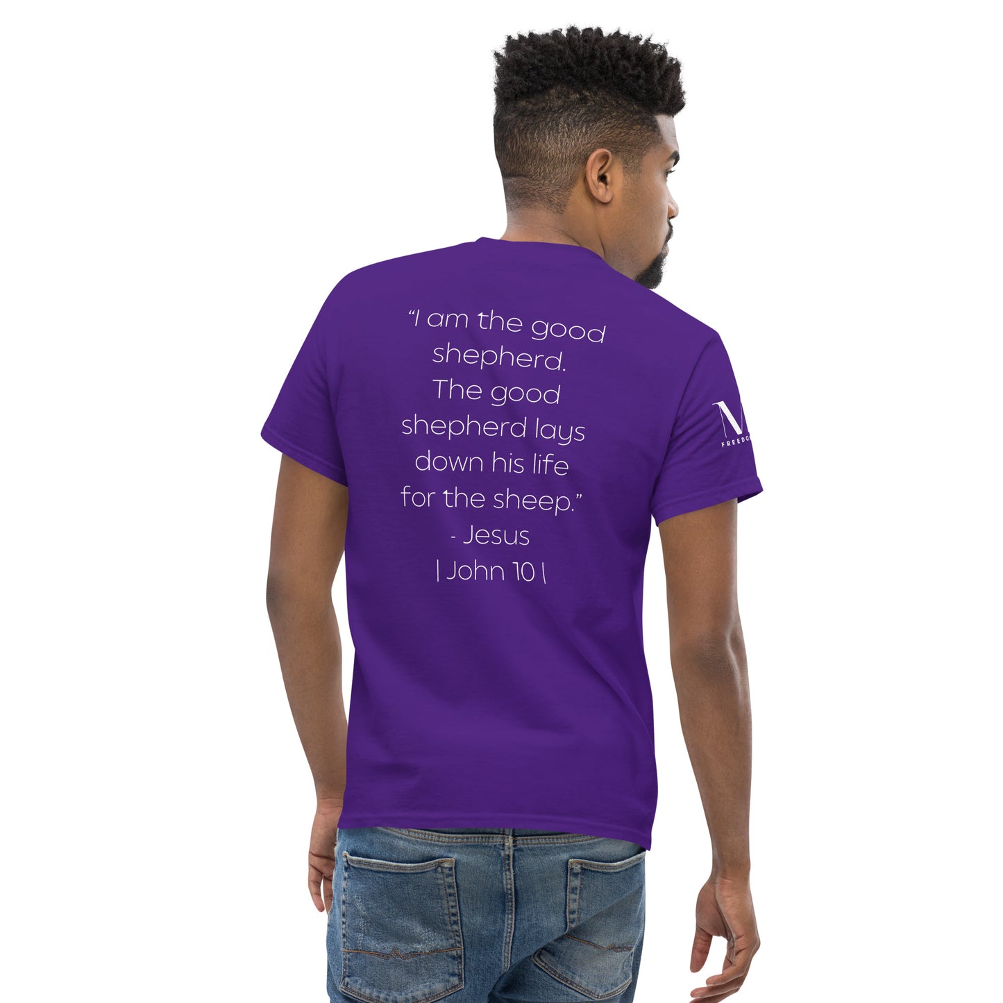 The Good Shepherd Men's classic tee W/White Print