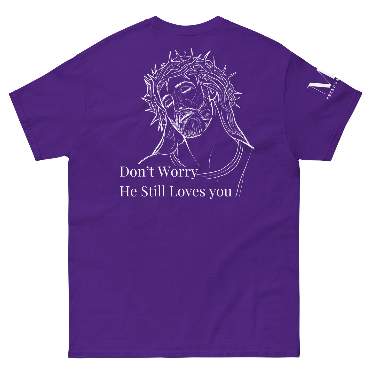 Romans 5:8 (He Still Loves You) Men's classic tee W/ White Print