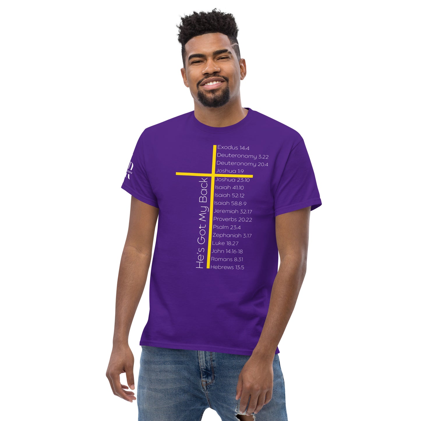He's Got My Back Men's classic tee W/White Print
