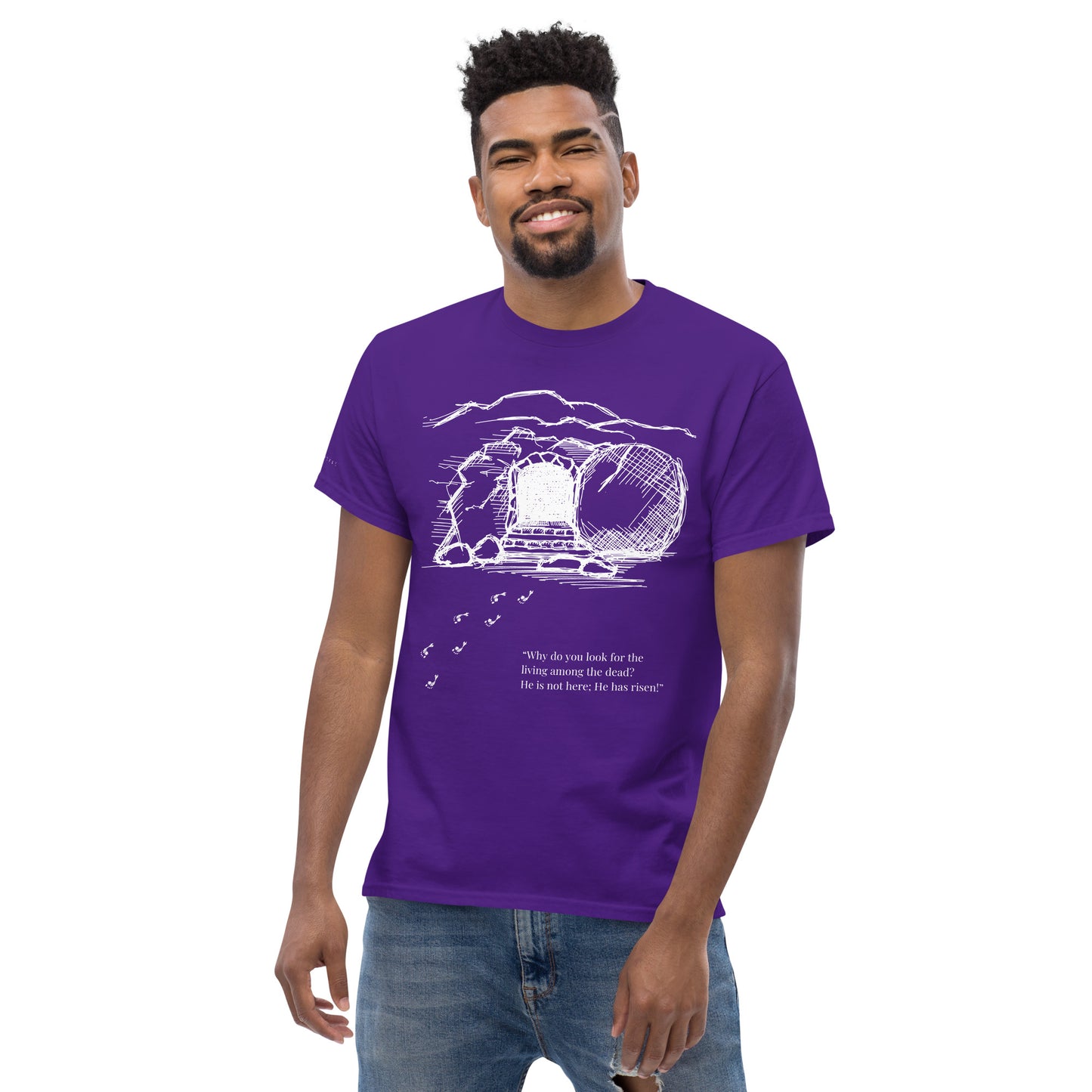 He Is Risen Men's classic tee W/White Print