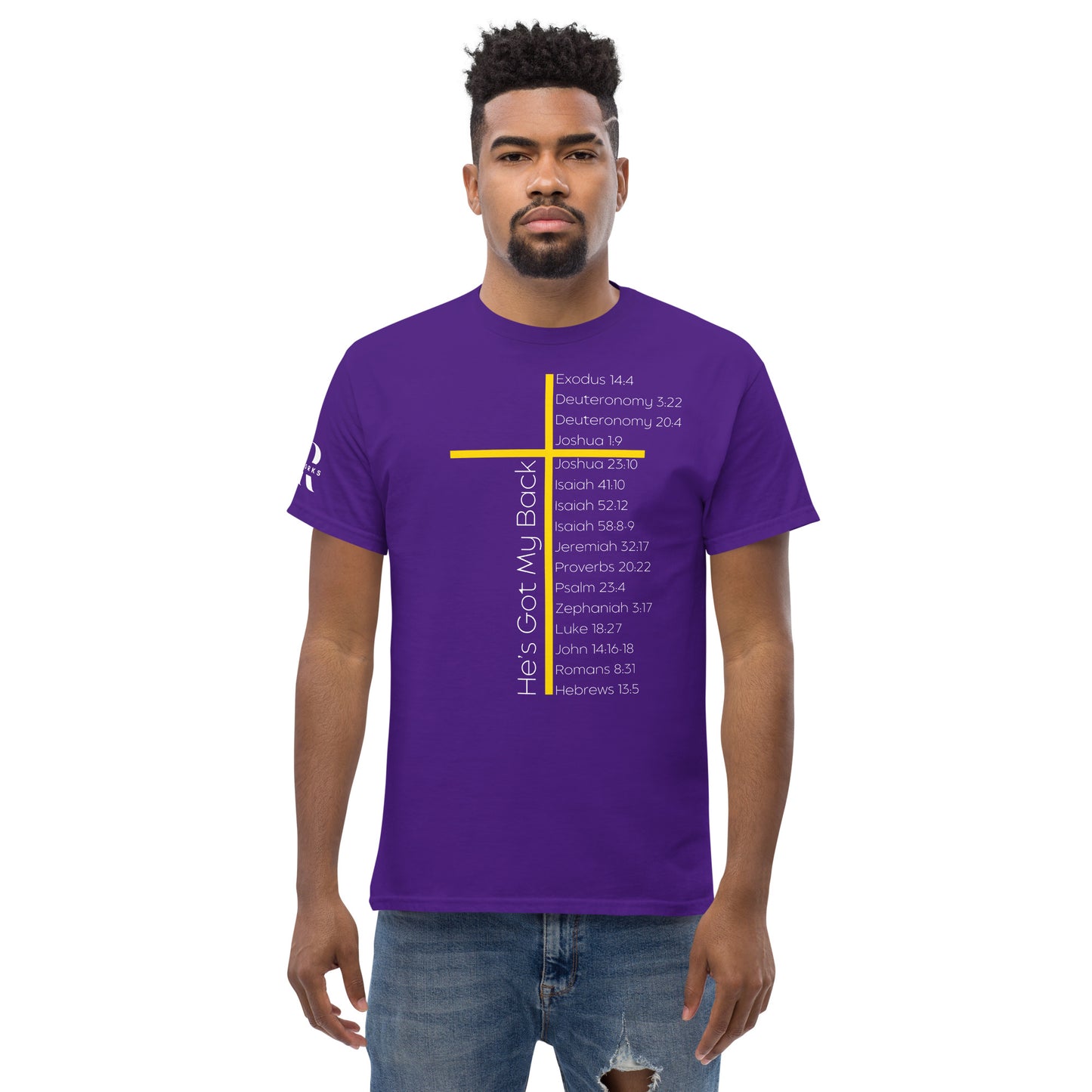 He's Got My Back Men's classic tee W/White Print