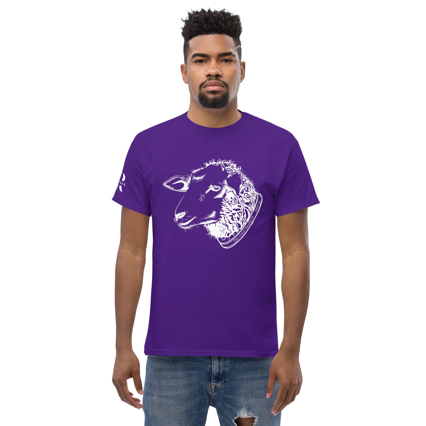 The Good Shepherd Men's classic tee W/White Print