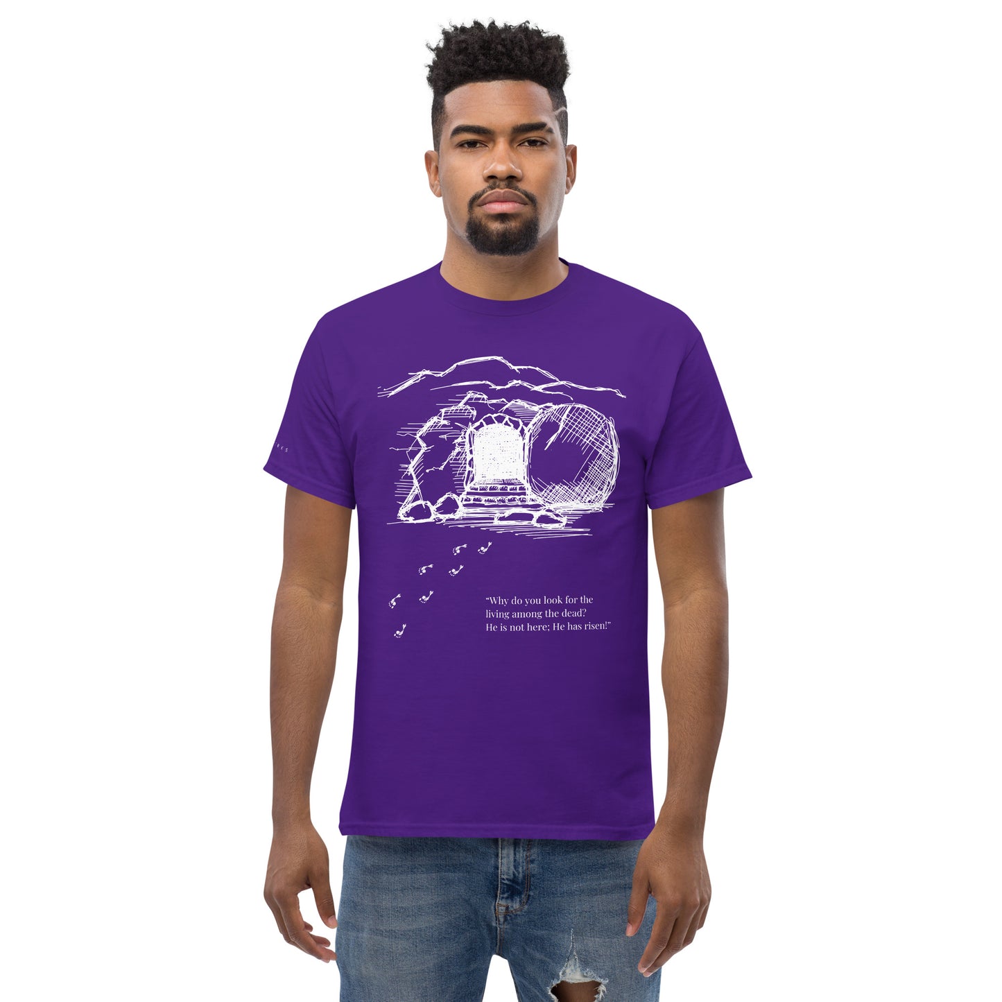He Is Risen Men's classic tee W/White Print