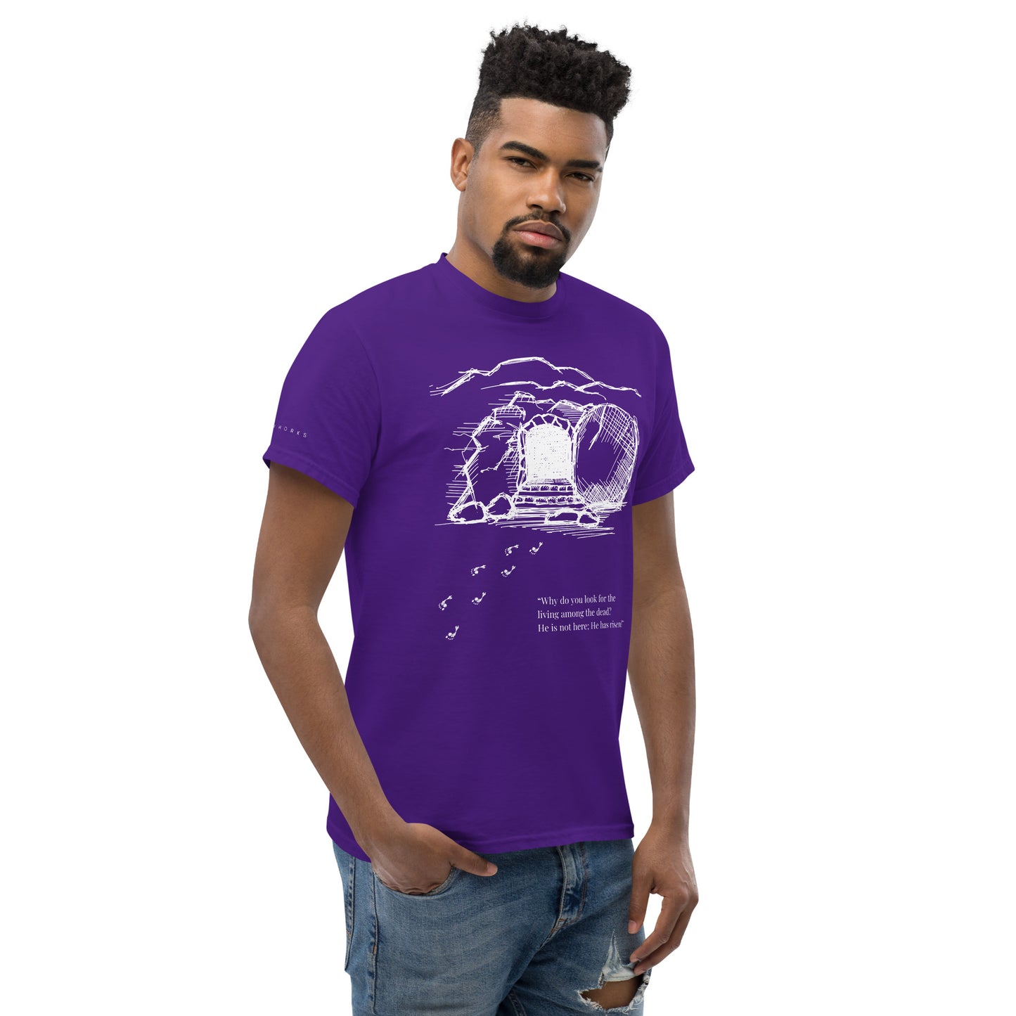 He Is Risen Men's classic tee W/White Print