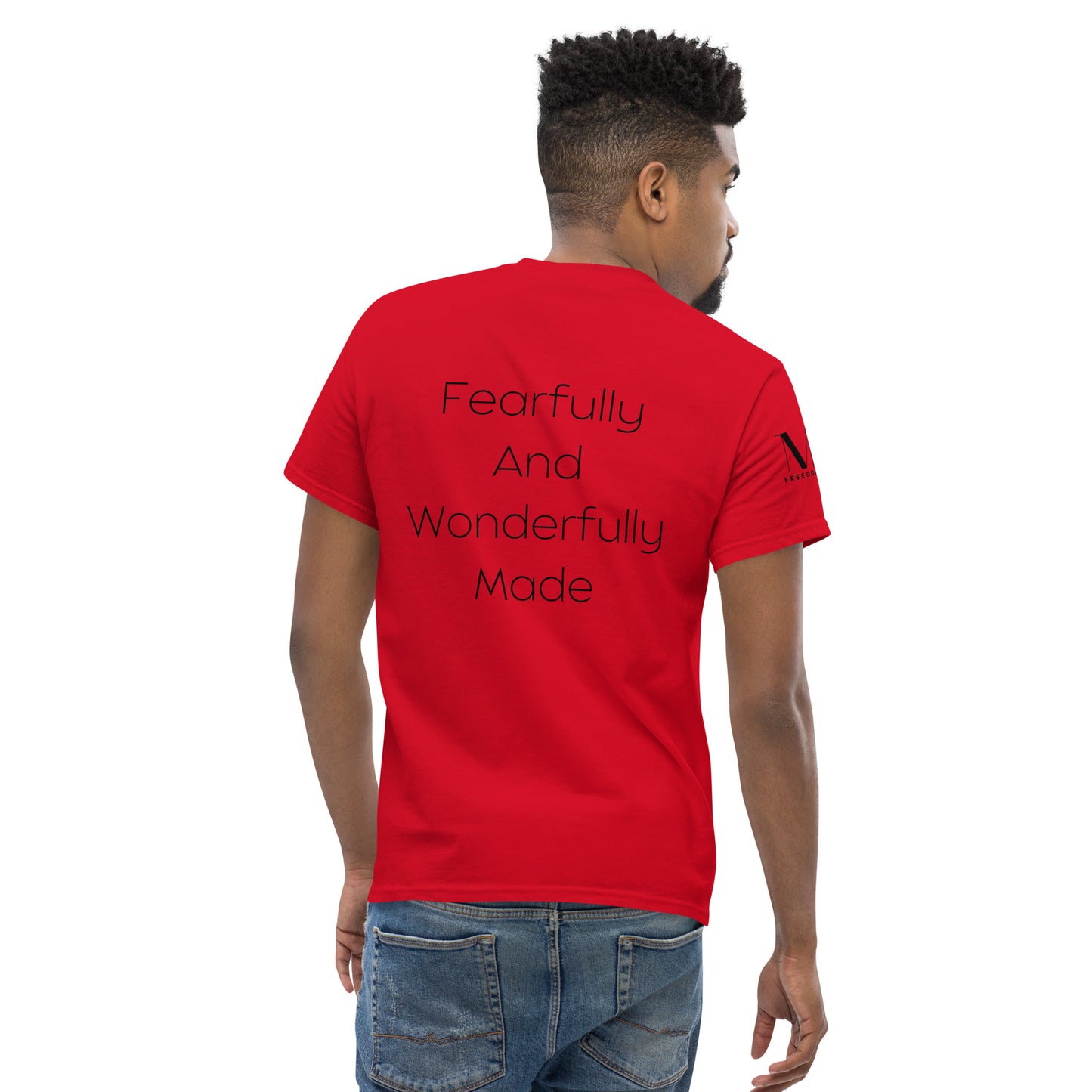 Fearfully And Wonderfully Made Men's classic tee W/Black Print
