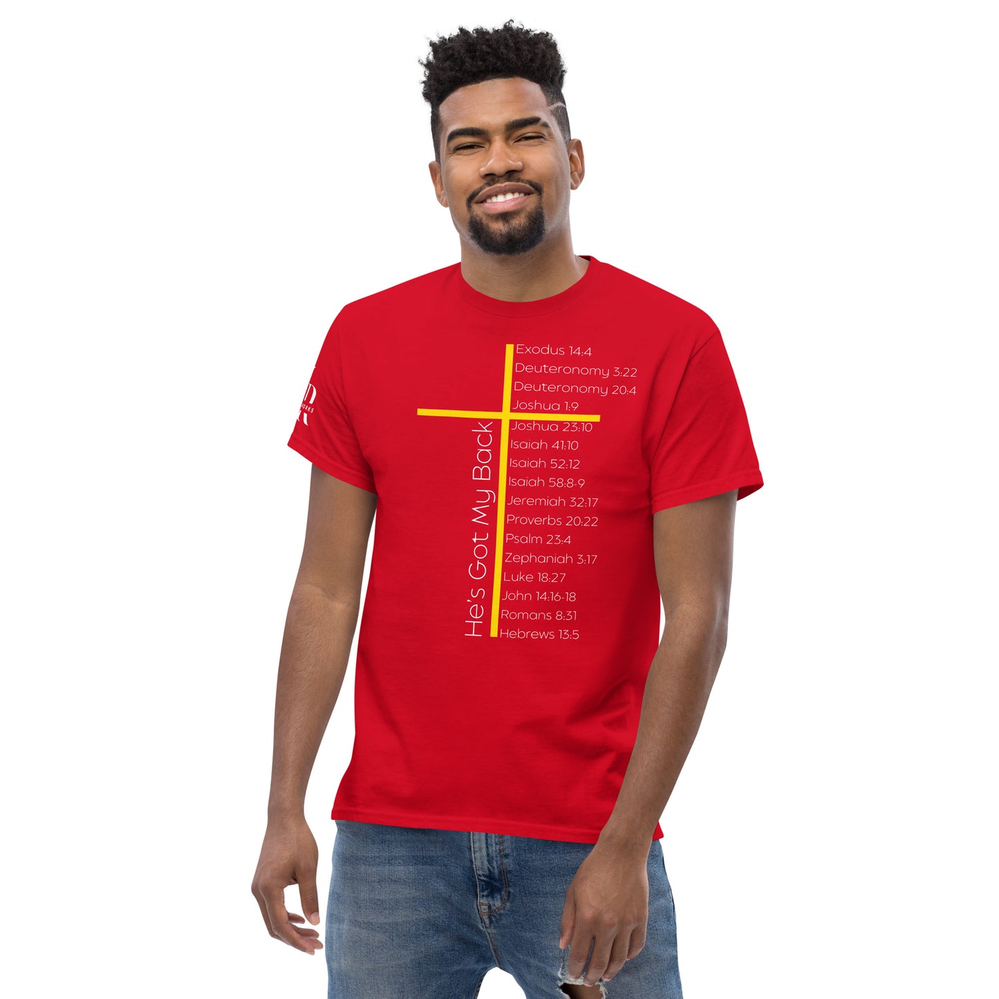 He's Got My Back Men's classic tee W/White Print