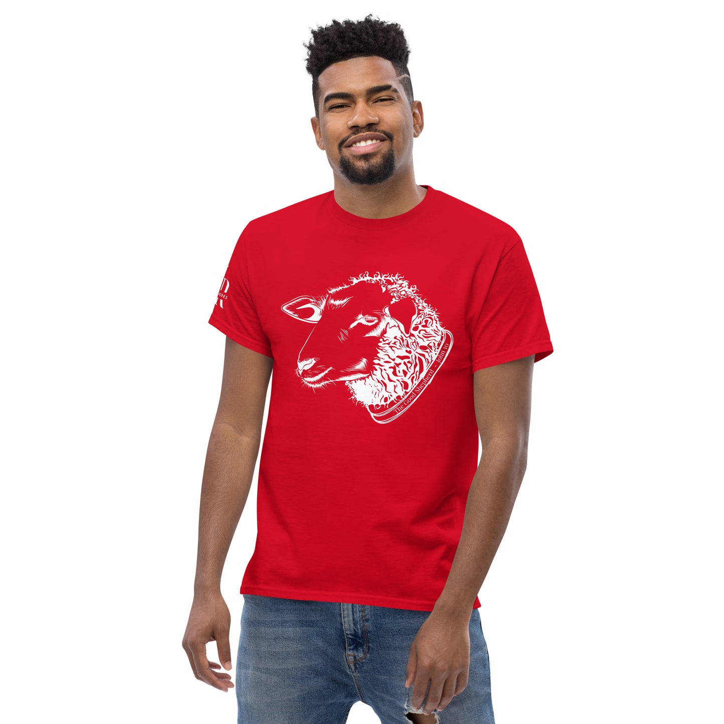 The Good Shepherd Men's classic tee W/White Print