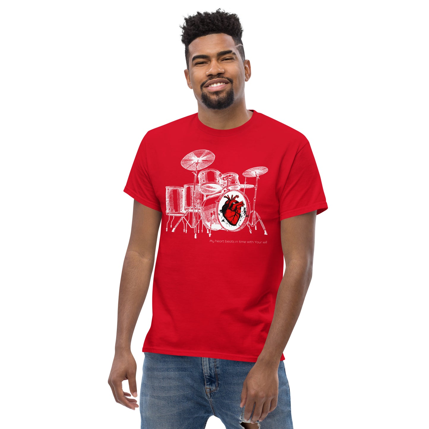 Heart Beats In Time Men's classic tee W/White Print