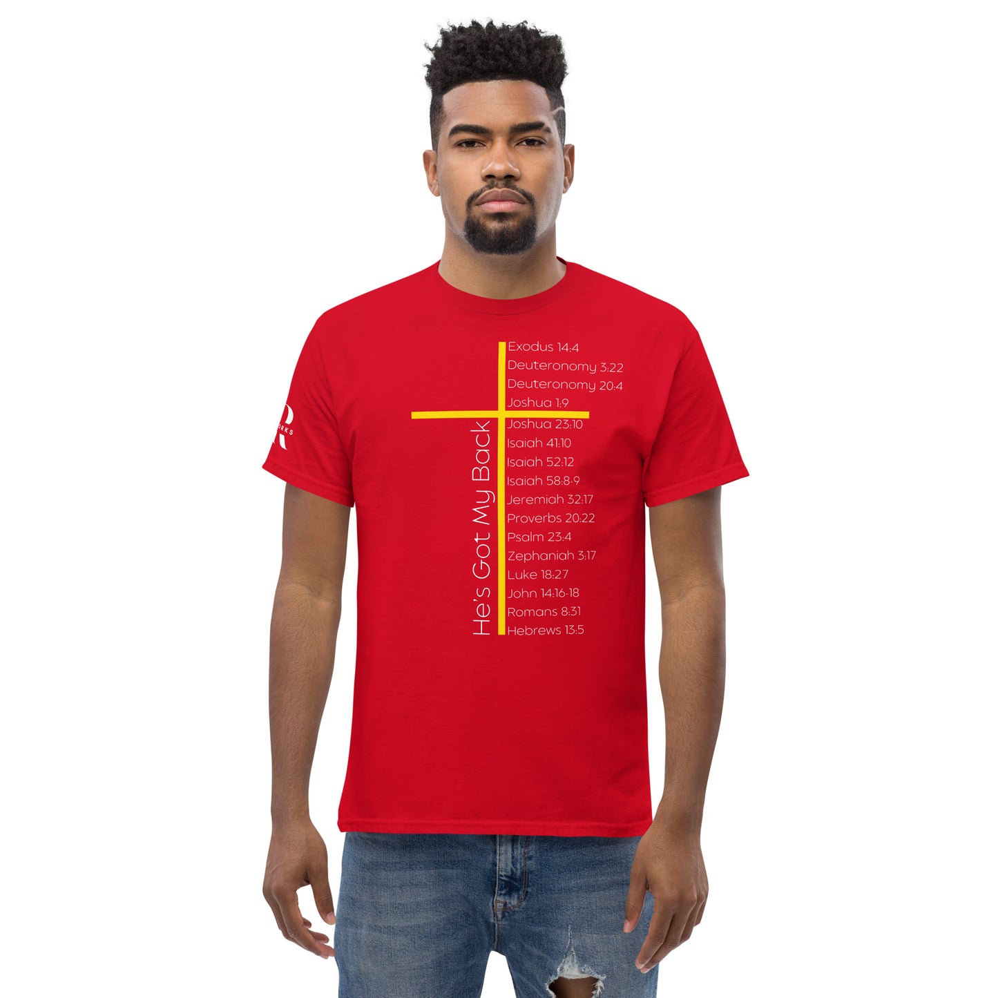 He's Got My Back Men's classic tee W/White Print