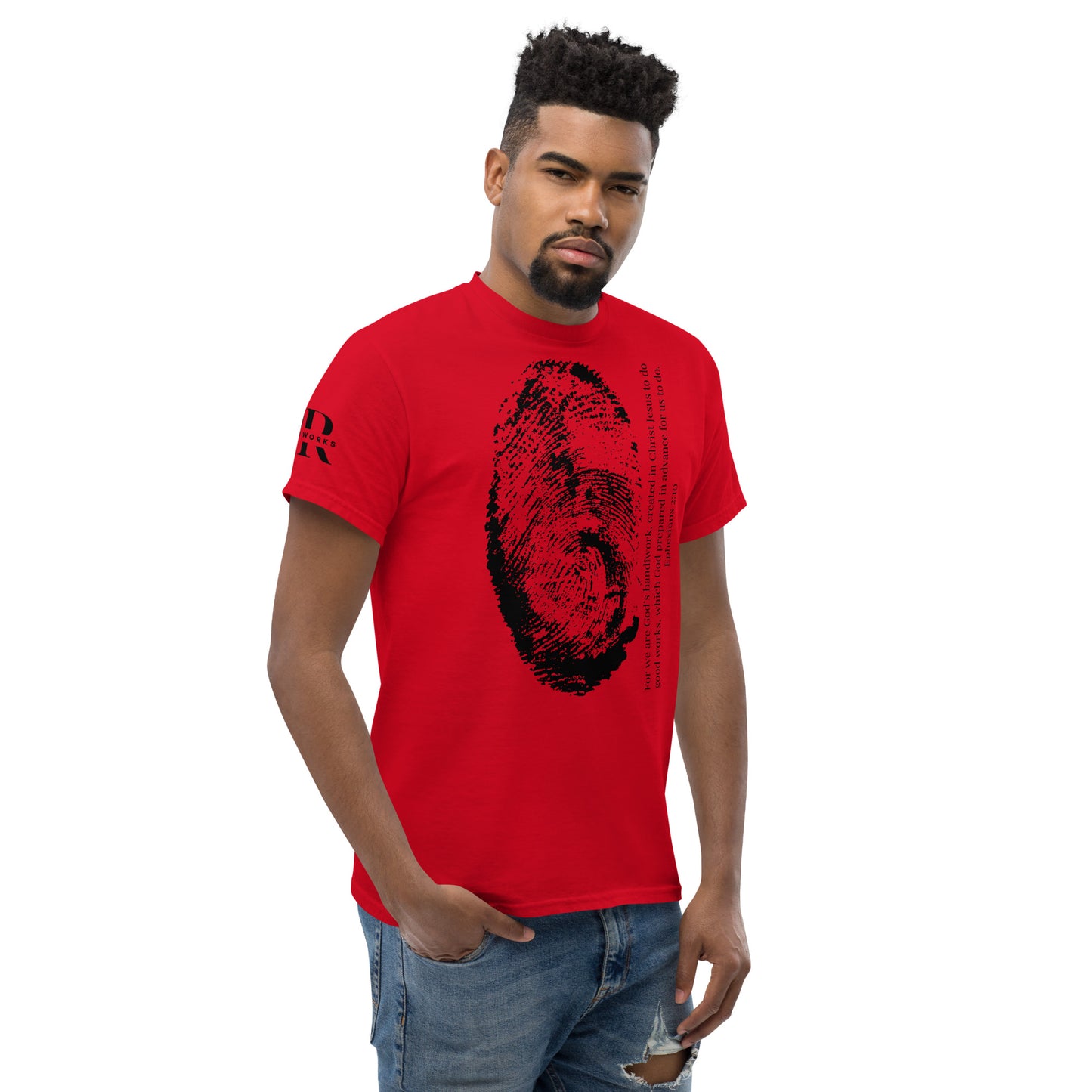 Fearfully And Wonderfully Made Men's classic tee W/Black Print
