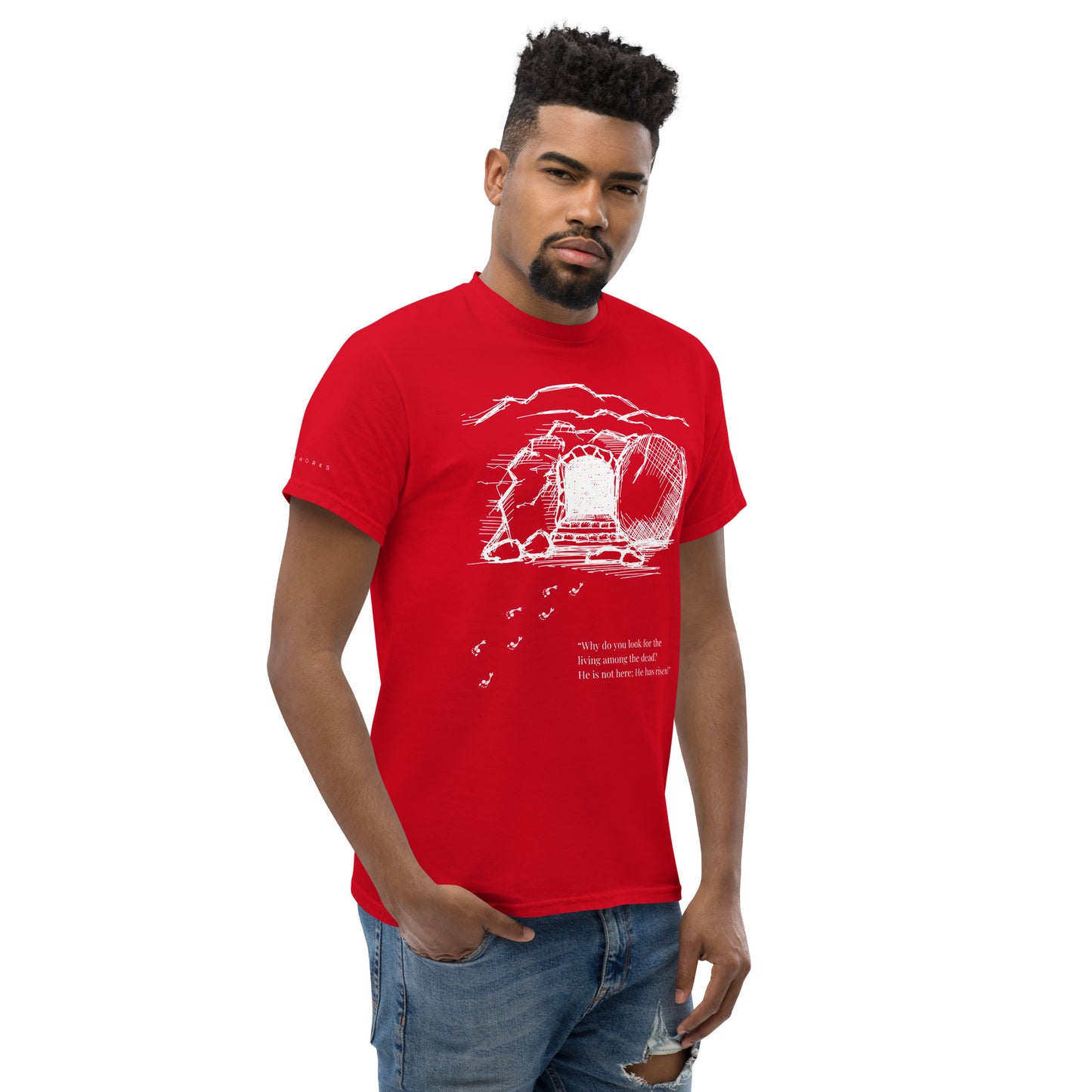 He Is Risen Men's classic tee W/White Print