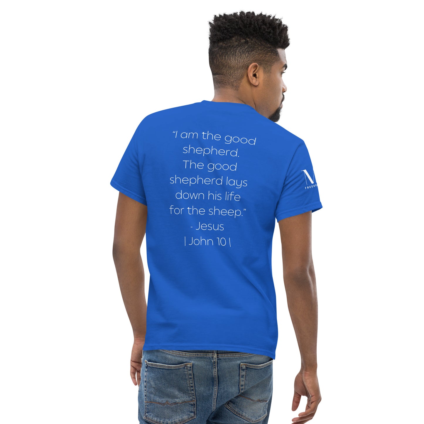The Good Shepherd Men's classic tee W/White Print