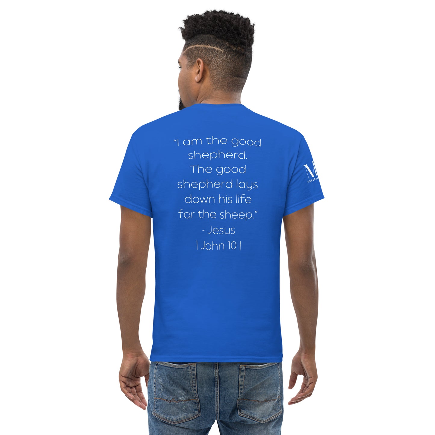 The Good Shepherd Men's classic tee W/White Print