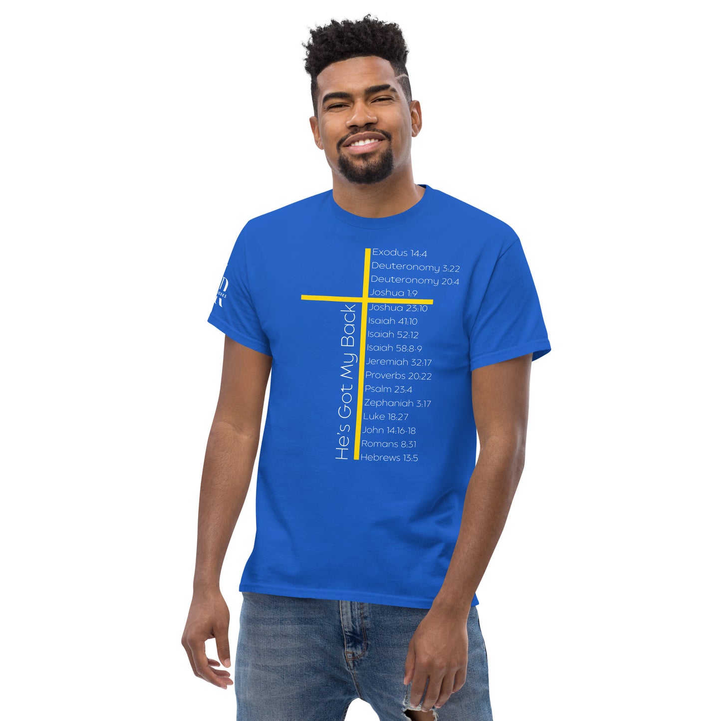 He's Got My Back Men's classic tee W/White Print