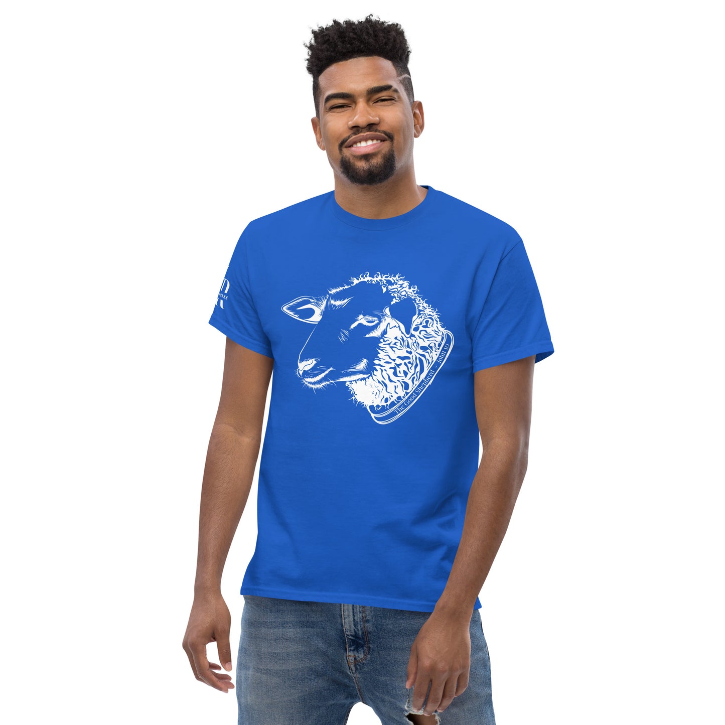 The Good Shepherd Men's classic tee W/White Print