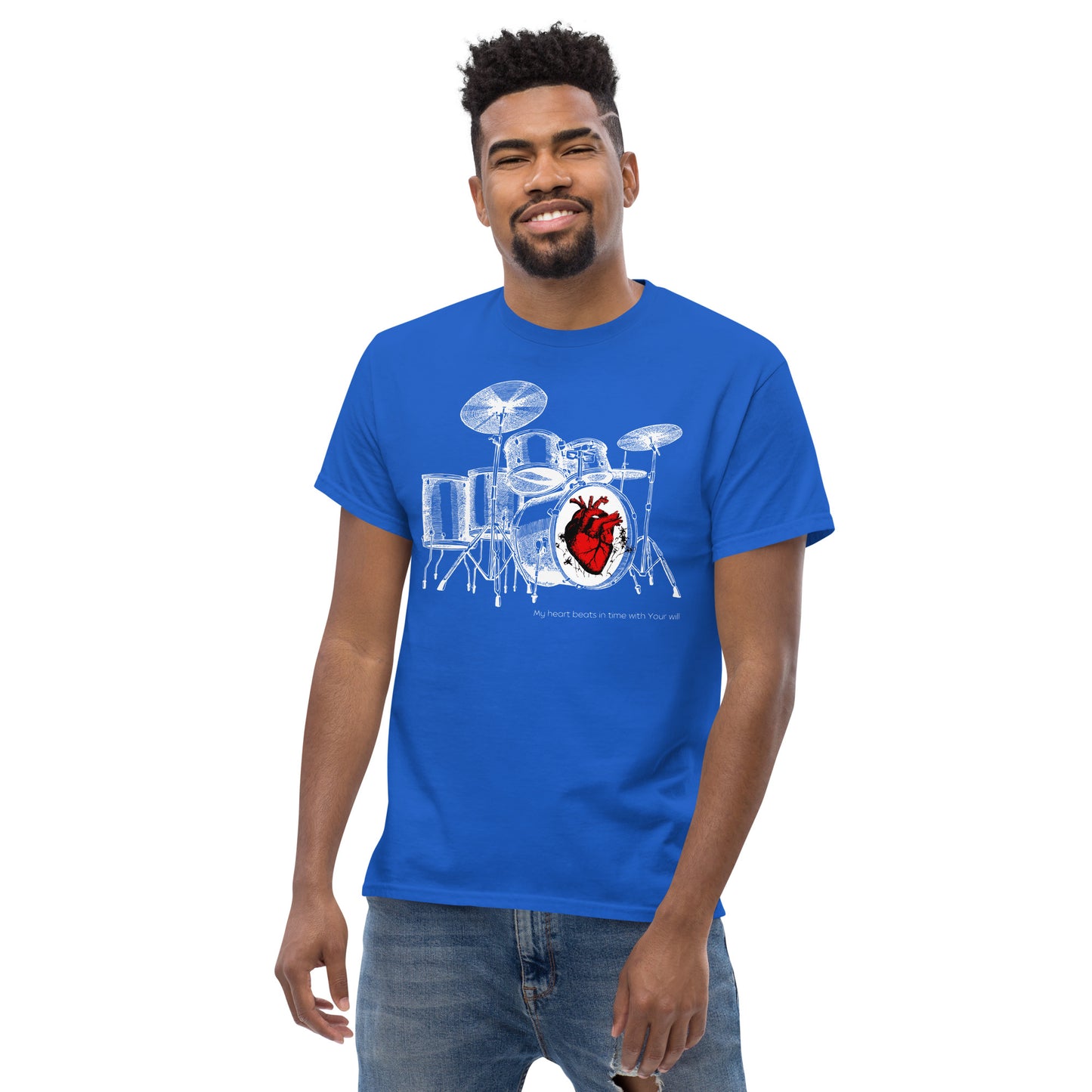 Heart Beats In Time Men's classic tee W/White Print