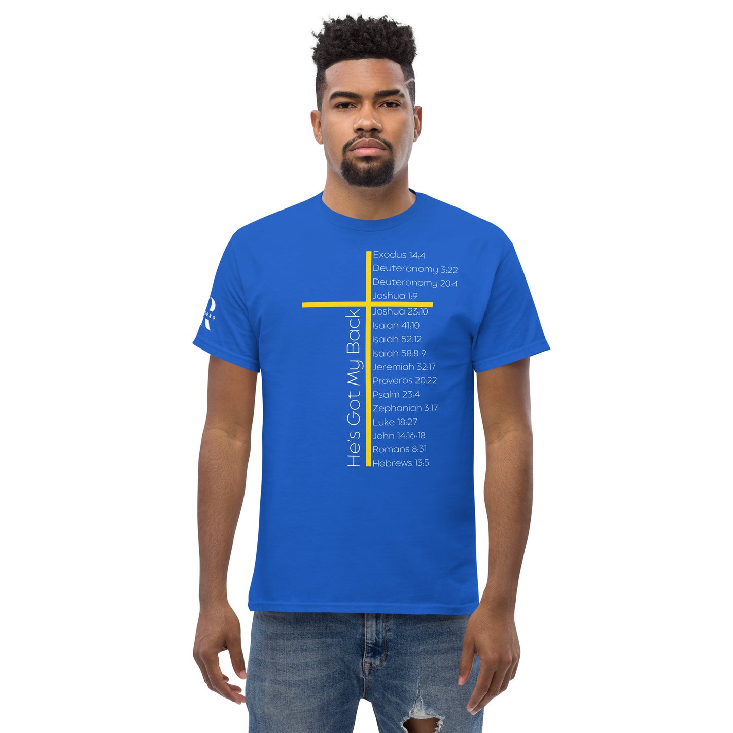 He's Got My Back Men's classic tee W/White Print