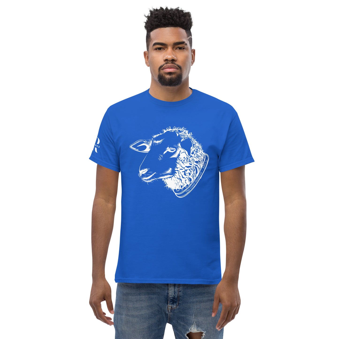 The Good Shepherd Men's classic tee W/White Print