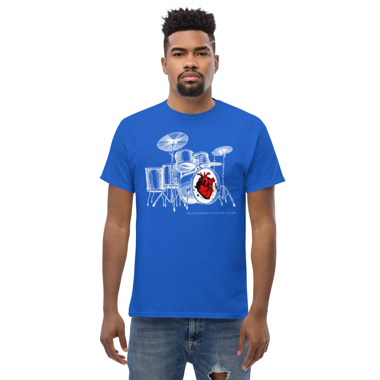 Heart Beats In Time Men's classic tee W/White Print